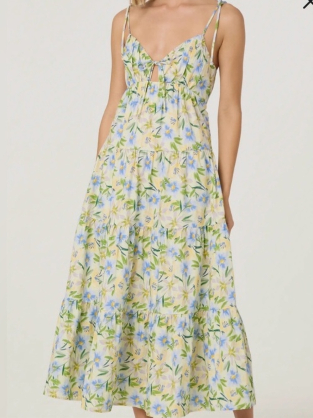 NWT! ASTR The Label  Tie-Strap Tiered Maxi Dress Sz. SM